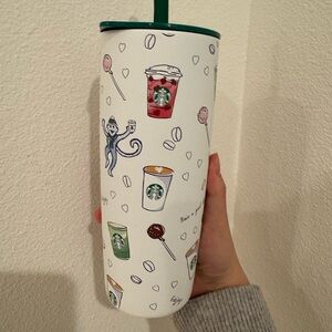 Starbucks X Roller Rabbit Stainless Steel Tumbler Cup Holiday Christmas 2025